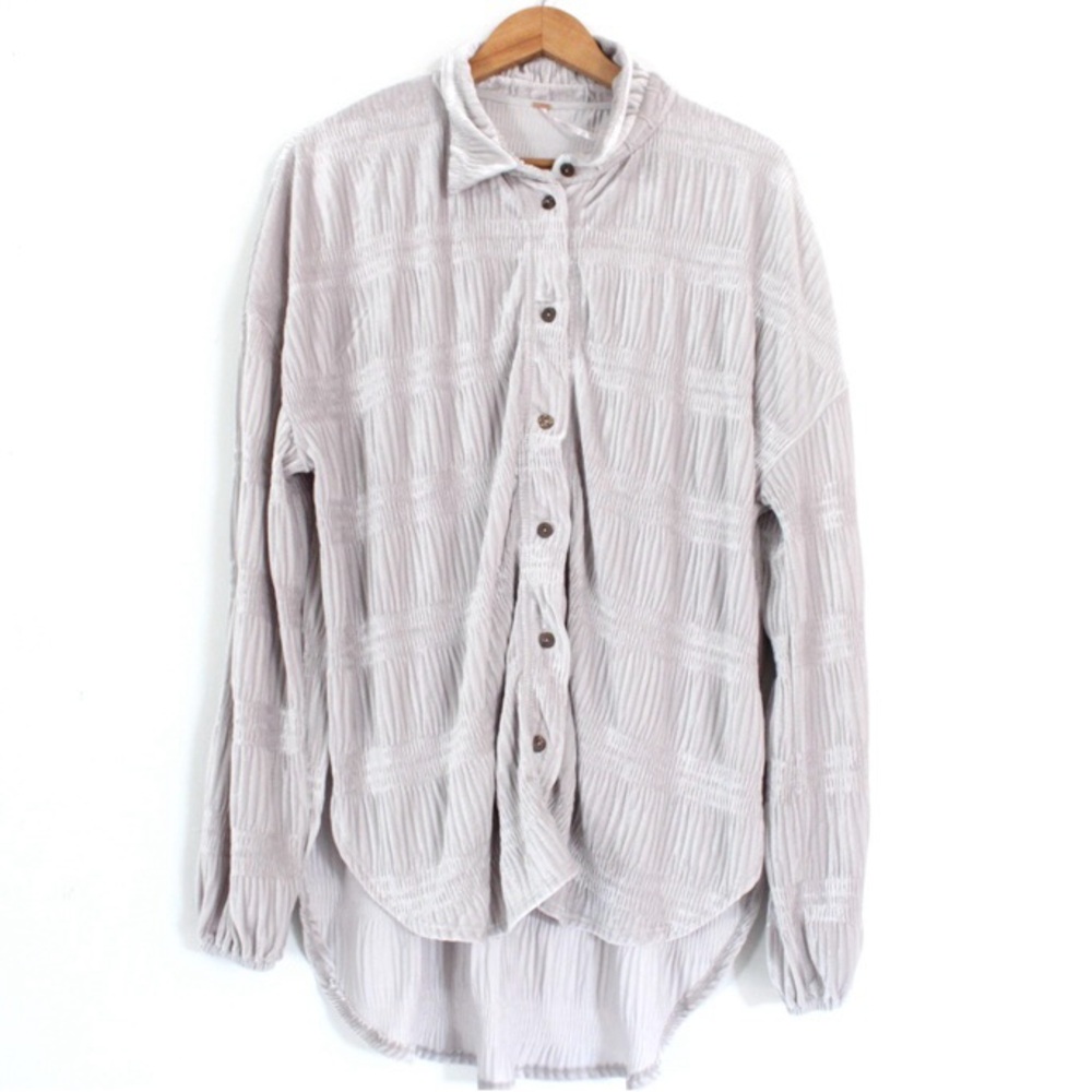 Free People My Best Velvet Button Down Shirt